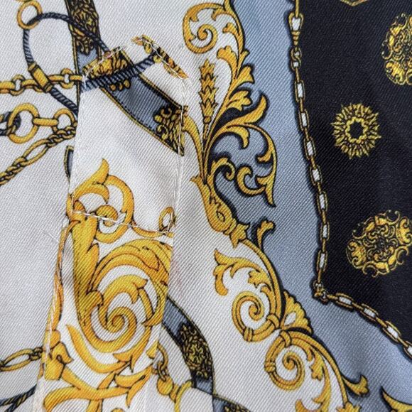 Zara Shirt Womens Small Baroque Chain Print Top Long Sleeve Button Up Vogue Chic - Picture 8 of 14